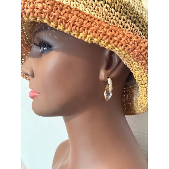 Champagne With Pave White Stone Swarovski Designer Earrings - Picture 7 of 7